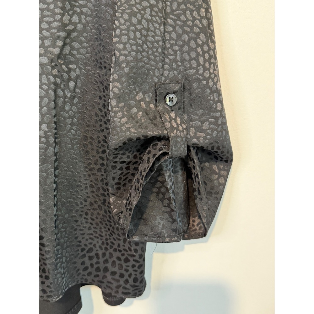 Chico's Black Jacquard Animal Leopard Print Tie Front Blouse Top Size 3 XL - Picture 8 of 14